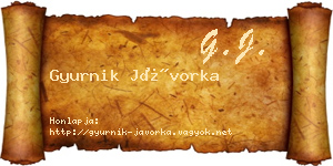 Gyurnik Jávorka névjegykártya